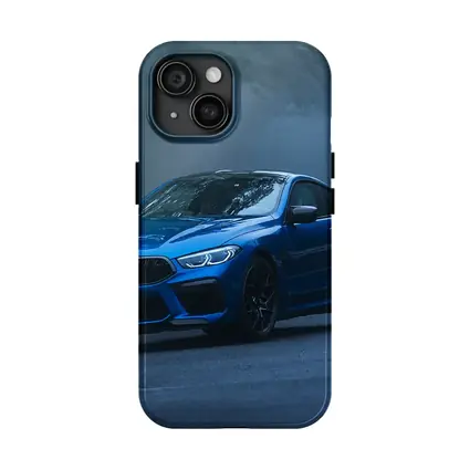 BMW M8 Blue Coupe Foggy Forest Road