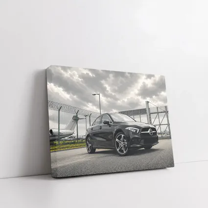 Mercedes A Class Black Airport Tarmac Scene