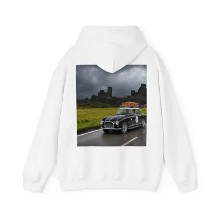 Classic Ferrari Coupe Rainy Castle Ruins