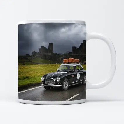 Classic Ferrari Coupe Rainy Castle Ruins