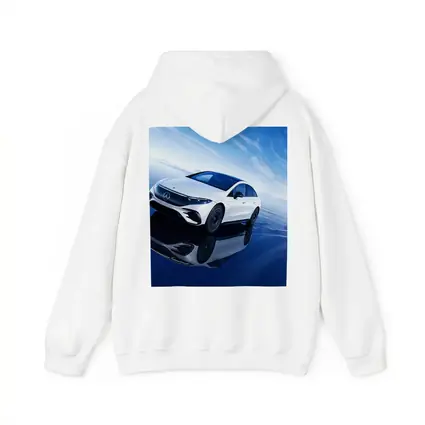 Mercedes EQS White Electric Sedan Blue Sky