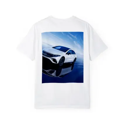 Mercedes EQS White Electric Sedan Blue Sky