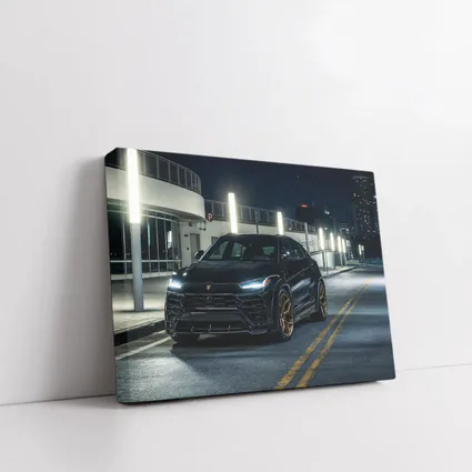 Lamborghini Urus Black Night City Street