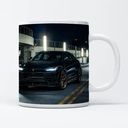 Lamborghini Urus Black Night City Street