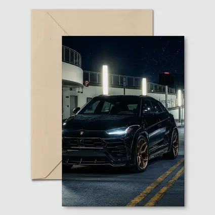 Lamborghini Urus Black Night City Street