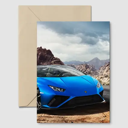 Lamborghini Huracan Blue Desert Rocky Landscape