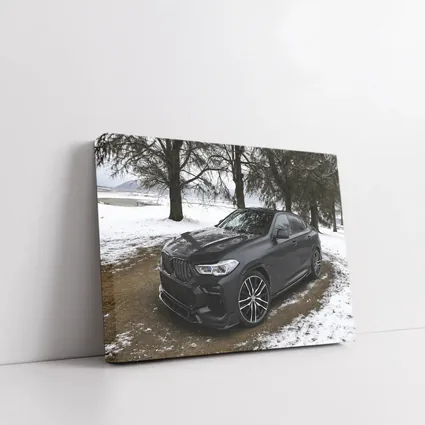 BMW X6M Matte Black Winter Snow Scene
