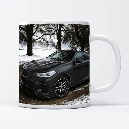 BMW X6M Matte Black Winter Snow Scene