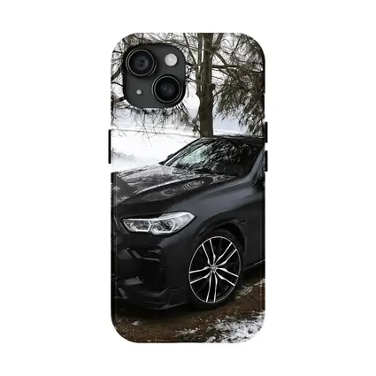 BMW X6M Matte Black Winter Snow Scene