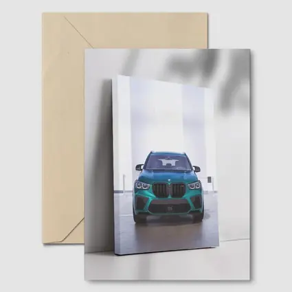 BMW X5M Teal Front View Indoor