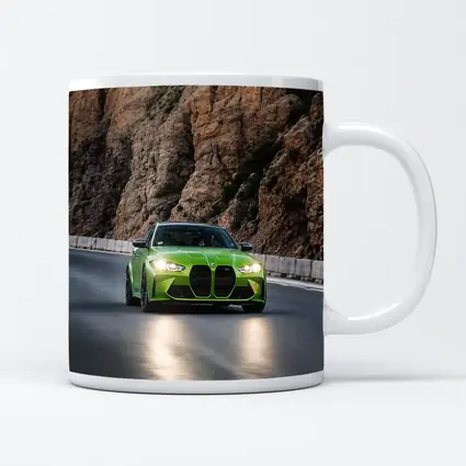BMW M3 Green On Rocky Mountain Road