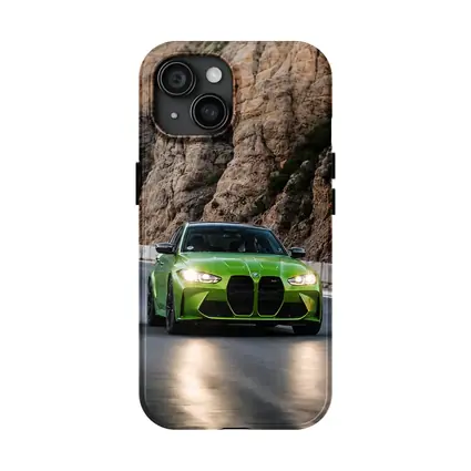 BMW M3 Green On Rocky Mountain Road
