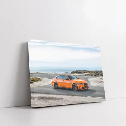 BMW M3 Orange Sedan Coastal Road