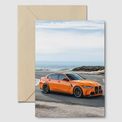 BMW M3 Orange Sedan Coastal Road