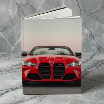 BMW M4 Convertible Red Front View Road