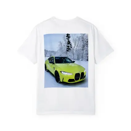 BMW M4 Lime Green Snow Winter Forest