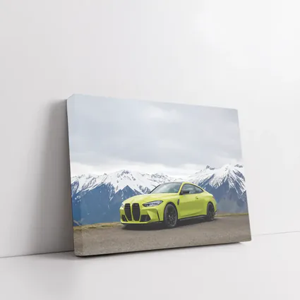 BMW M4 Coupe Green Alpine Mountain Background