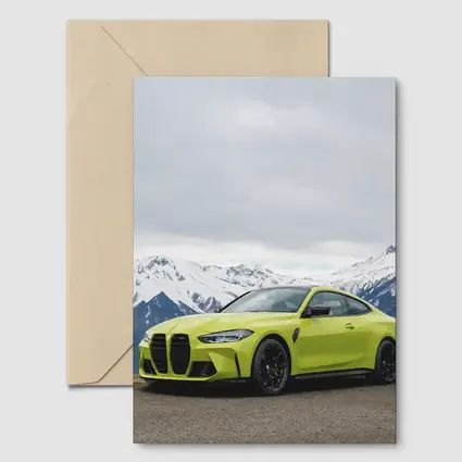 BMW M4 Coupe Green Alpine Mountain Background