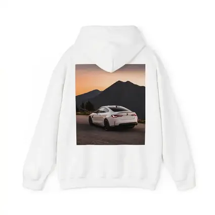 BMW M4 White Coupe Mountain Sunset View
