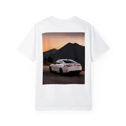 BMW M4 White Coupe Mountain Sunset View