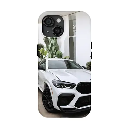BMW X6M White SUV Tropical Plant Setting