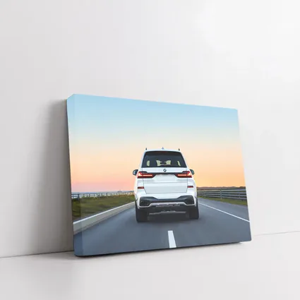 BMW X7 White SUV Sunset Highway Drive