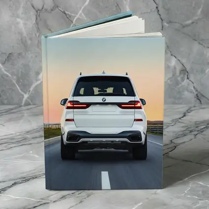 BMW X7 White SUV Sunset Highway Drive