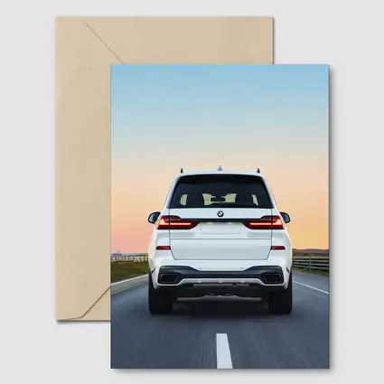 BMW X7 White SUV Sunset Highway Drive