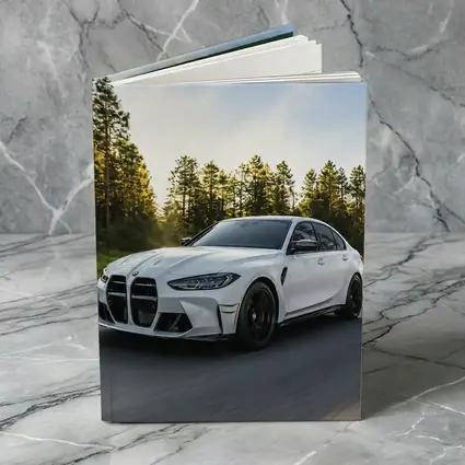 BMW M3 White Sedan on Forest Road