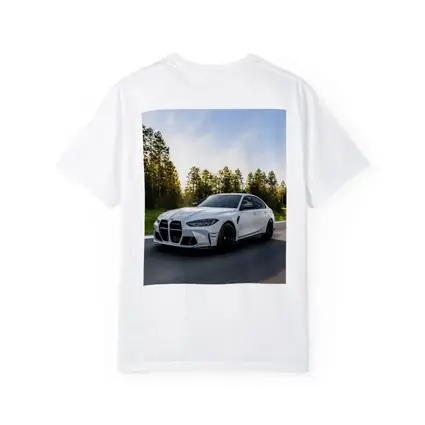 BMW M3 White Sedan on Forest Road
