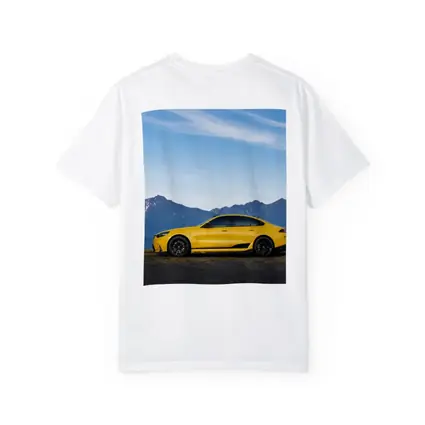 BMW M5 Yellow Coupe Mountain Backdrop