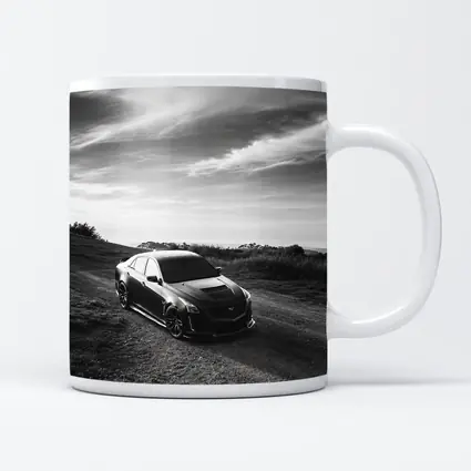 Cadillac CTS Black and White Rural Road