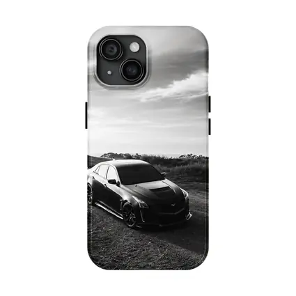 Cadillac CTS Black and White Rural Road