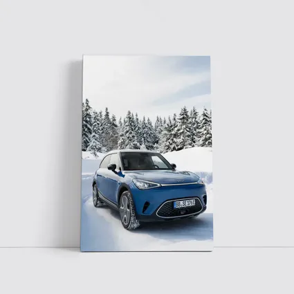 Smart Car Blue SUV Snowy Winter Forest