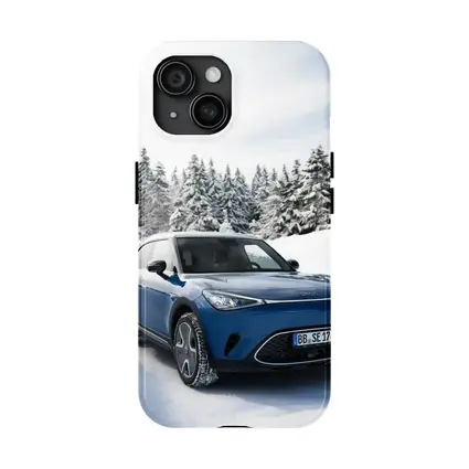 Smart Car Blue SUV Snowy Winter Forest