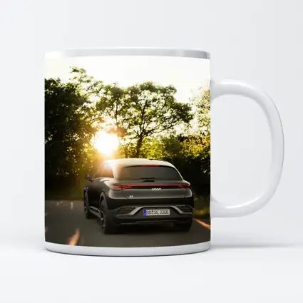 Smart Car Driving Road Golden Sunset Light