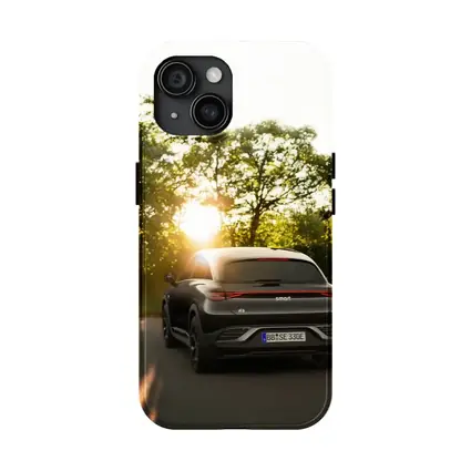 Smart Car Driving Road Golden Sunset Light