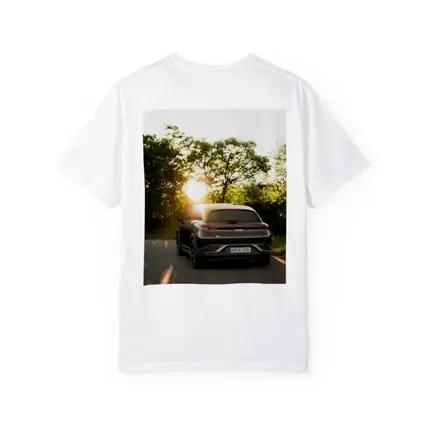 Smart Car Driving Road Golden Sunset Light