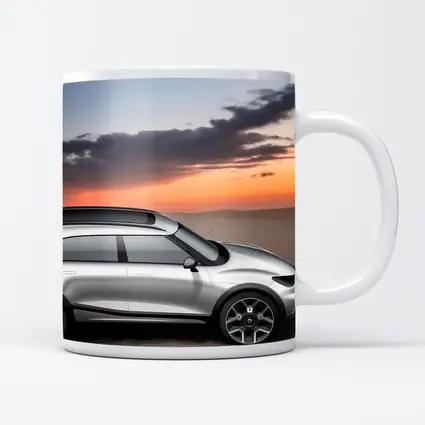Smart Car Silver SUV Desert Sunset Scene