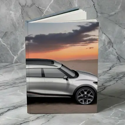 Smart Car Silver SUV Desert Sunset Scene