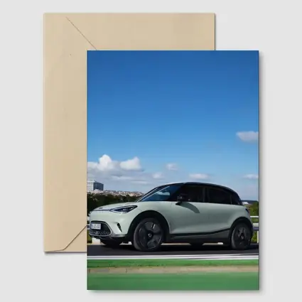 Smart Car Green Highway City Background