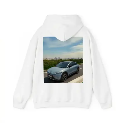 Smart Car Driving Highway City Skyline Background