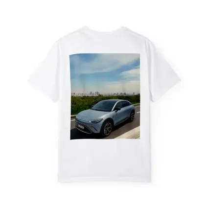 Smart Car Driving Highway City Skyline Background