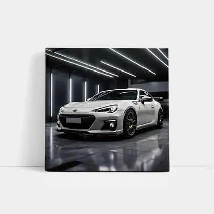 Subaru BRZ White Sports Car Garage