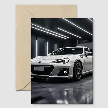 Subaru BRZ White Sports Car Garage